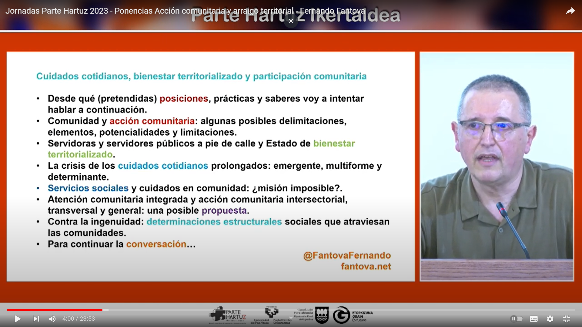 Acción comunitaria y arraigo territorial: Fernando Fantova (consultor)
